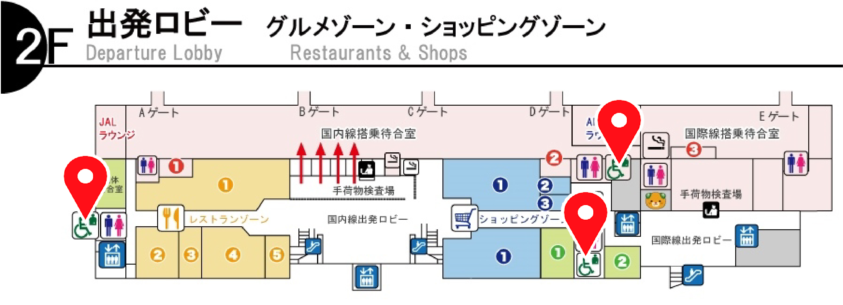 2F 到着ロビー・チケットカウンターフロア図
